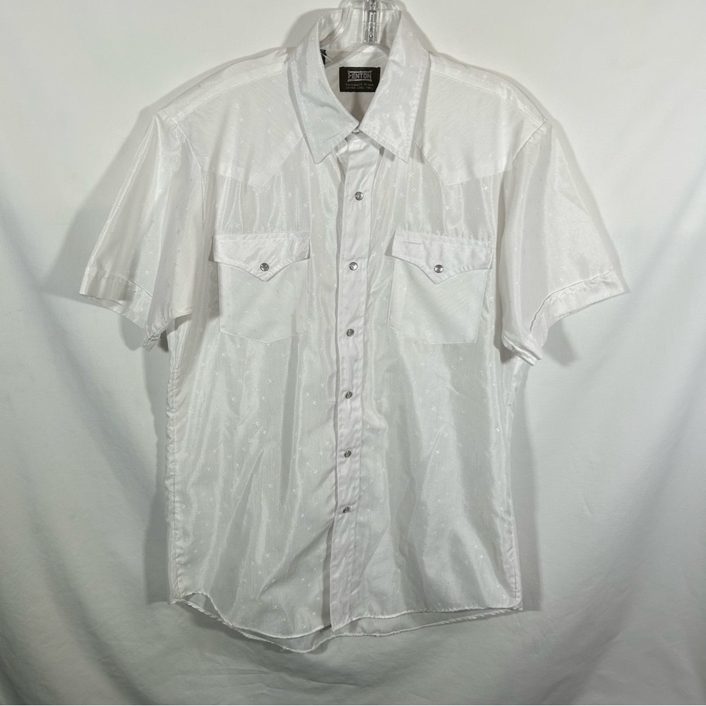 VTG Fenton White Western Wear Dress Shirt Pearl Snaps Short Sleeve Men's 15.5